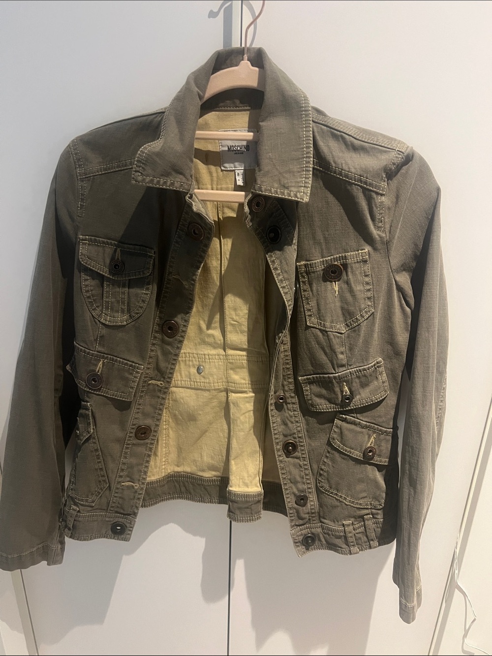 Moschino Olive Green Utility Jean Jacket